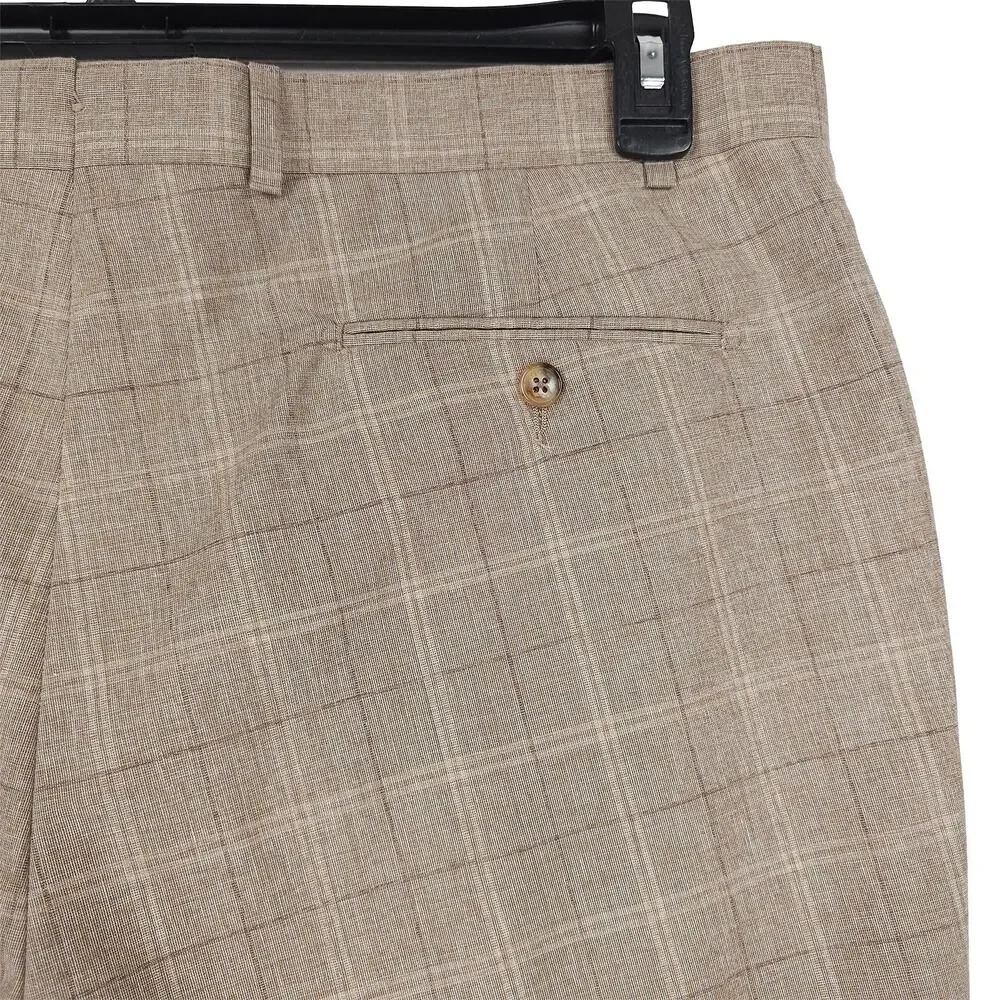 Michael Kors Mens Classic Fit 2 Piece Suit 46R 40W Brown Plaid Italian Wool NWT